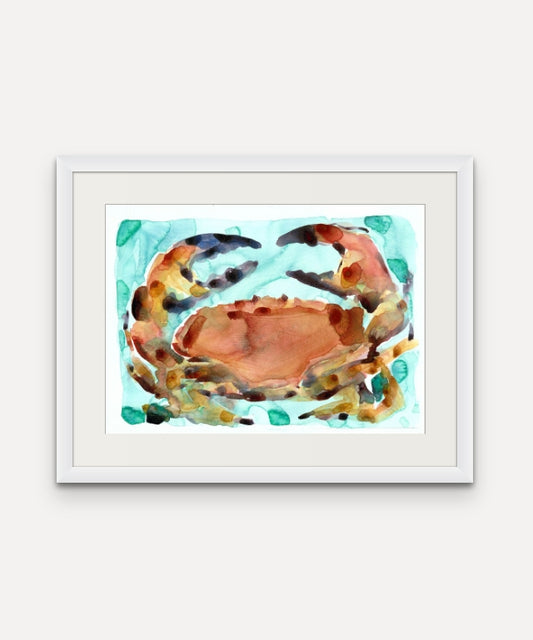 Newlyn Crab Turquoise - Giclée Watercolour Print