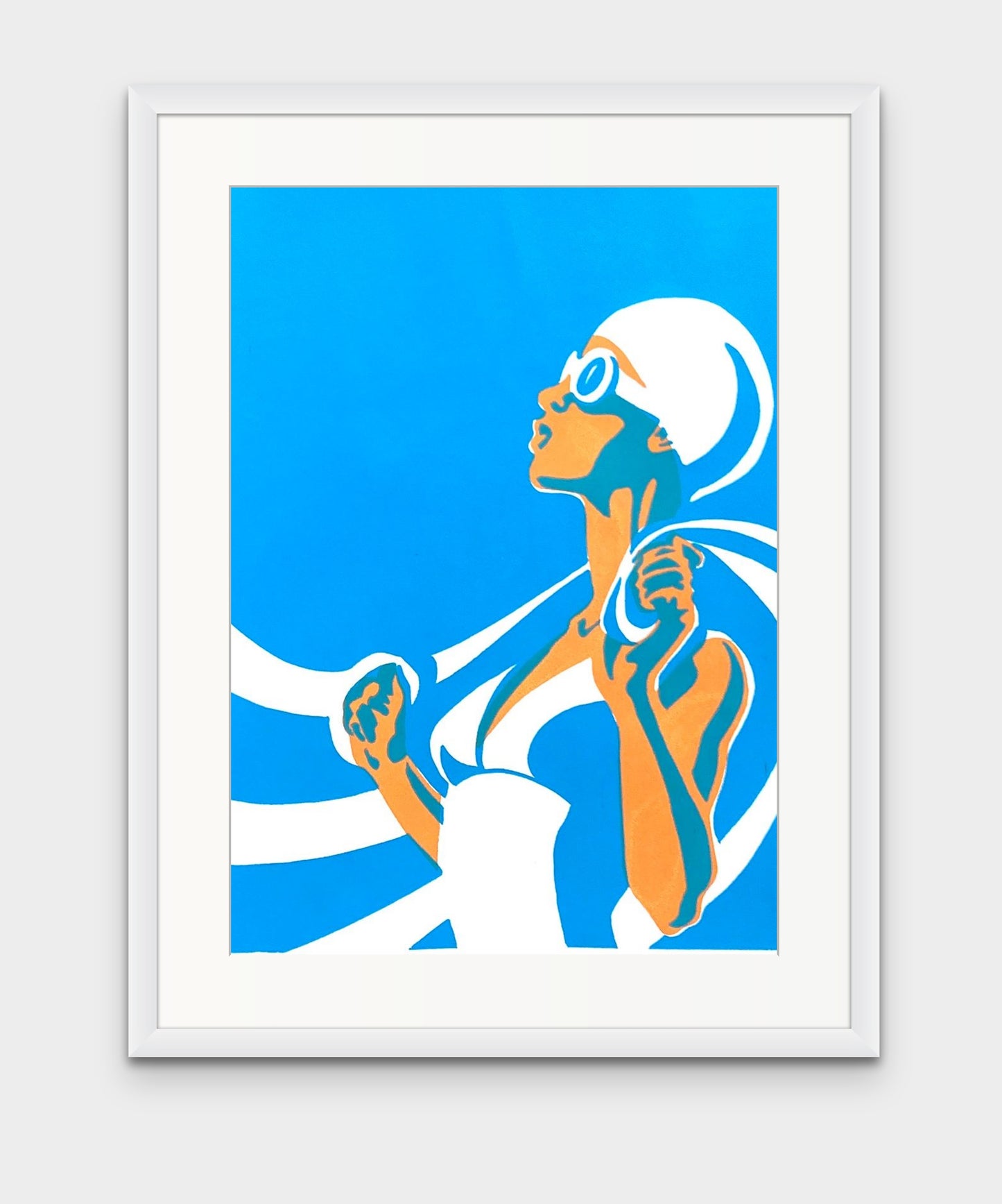 Eliza with  towel-white Swimmer - Penzance - Giclée Screen Print