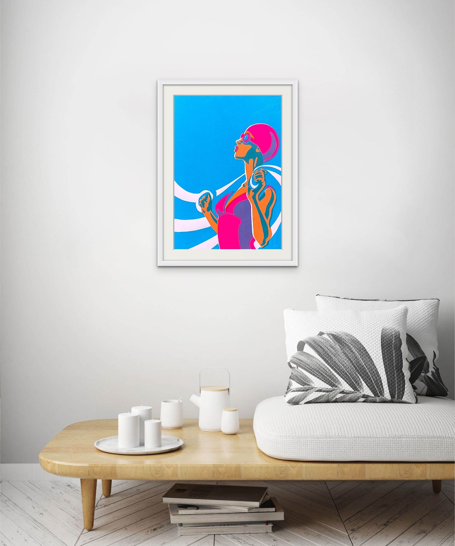 Eliza with towel- Swimmer - Pink - Giclée Screen Print