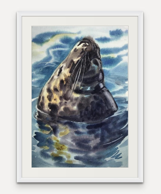 Nudger Seal - Giclée Watercolour Print